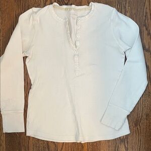 L.L. Bean Women's White Long Sleeve Henley